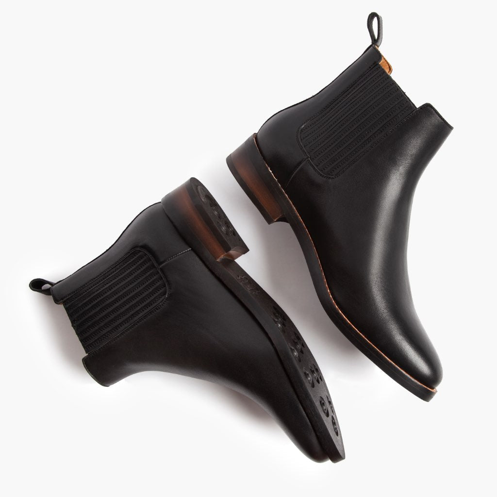 High-Traction Rubber Outsole & Lug Tread Pattern on Dreamer Sort Læderstøvler til Damer