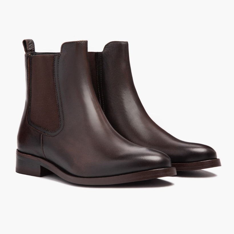 Duchess Sort Coffee Leather Boots til Kvinder