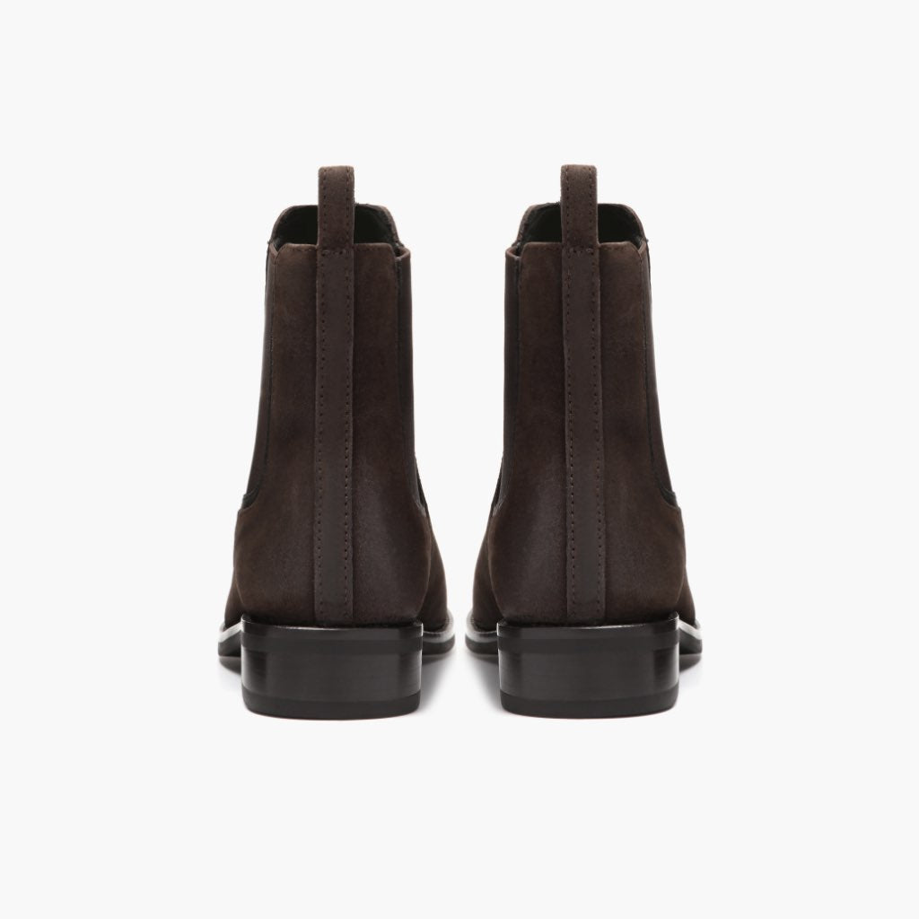 High-Traction Rubber Outsole & Lug Tread Pattern on Duchess Dark Brun Suede Læderstøvler til Damer