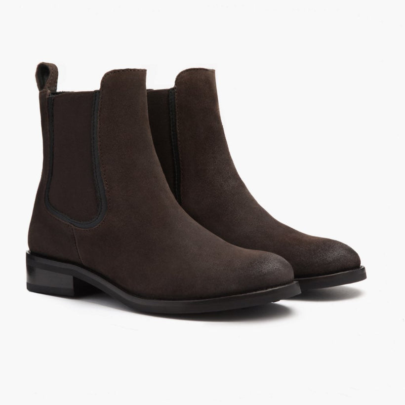 Duchess Dark Brun Suede Leather Boots til Kvinder