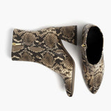 High-Traction Rubber Outsole & Lug Tread Pattern on Heartbreaker Snake Print Leather Boots