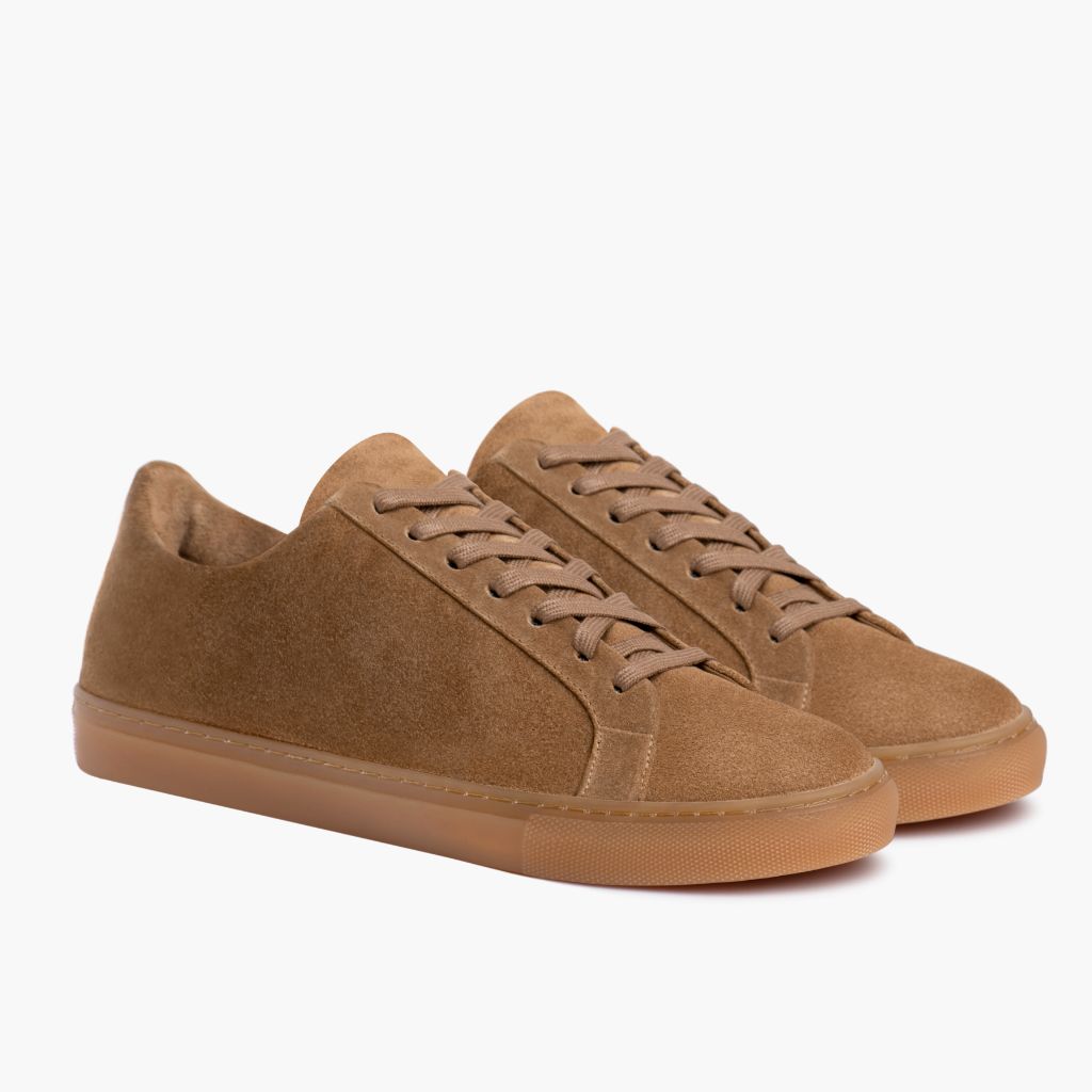 Premier Low Top Camel Lædersneakers til Damer in Camel Full-Grain Leather - Sidevisning | Køb online