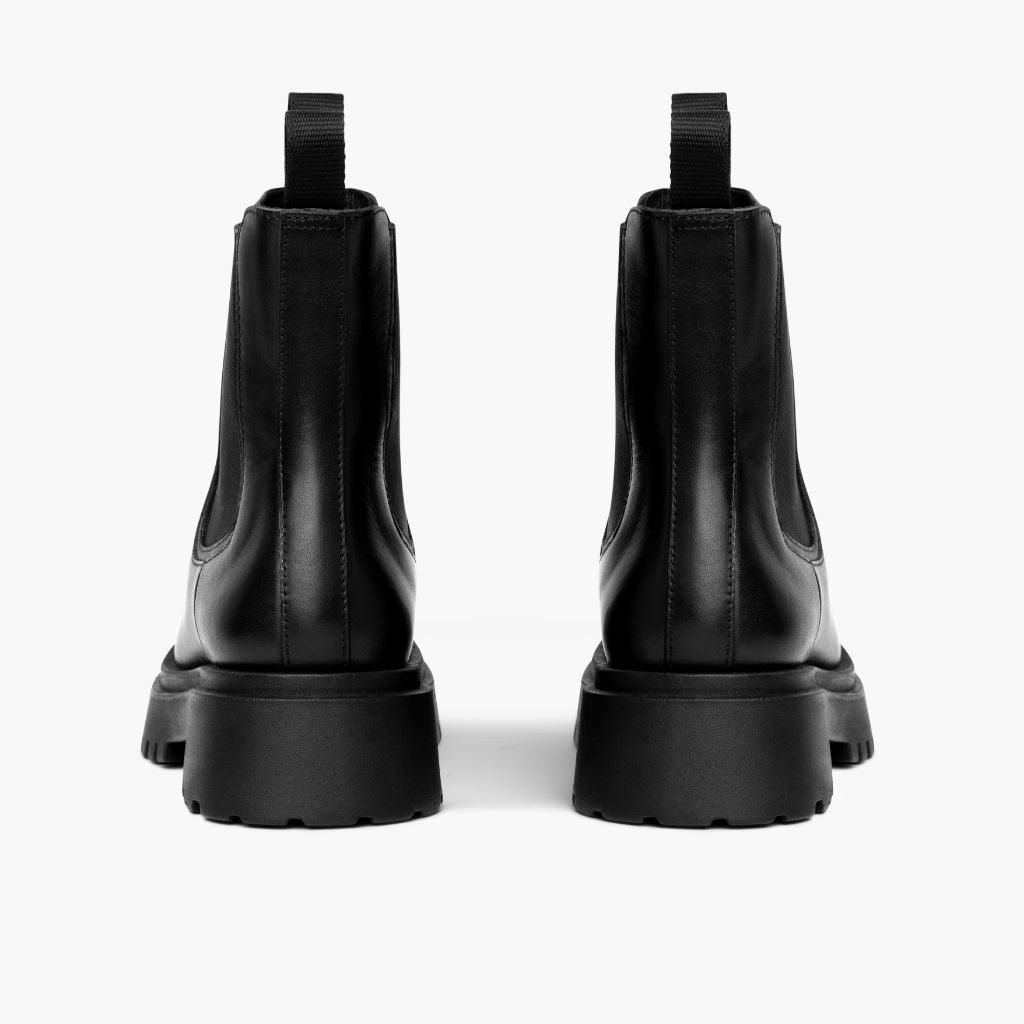 Legend Platform Black Leather Boots - Reinforced Heel Counter & Precision Double-Row Stitching Detail