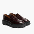 Penny Platform Burgundy Leather Boots