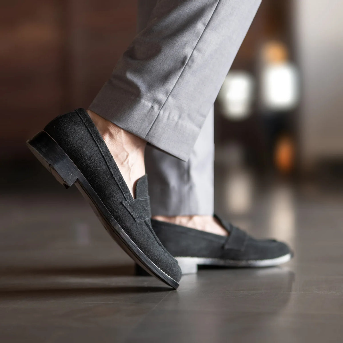 Orlaven Baxton Sort Suede Læderloafers til Mænd footwear image 10