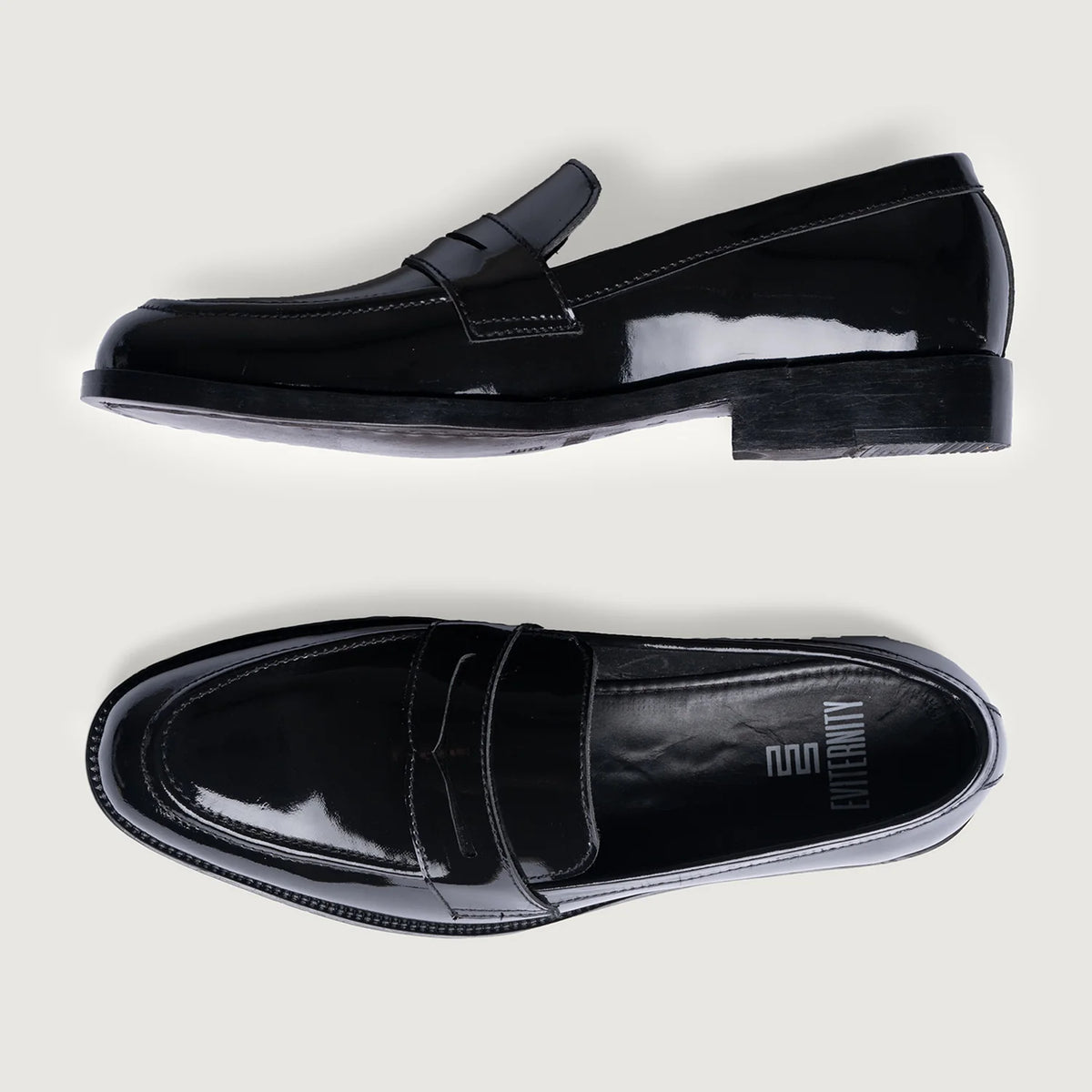 Baxton Sort Patent Læderloafers til Mænd For Men - Forstærket hælkappe og præcise dobbeltsyninger