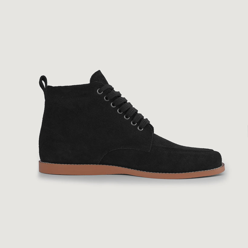 Bearman Moc Toe Sort Suede Boots til Mænd