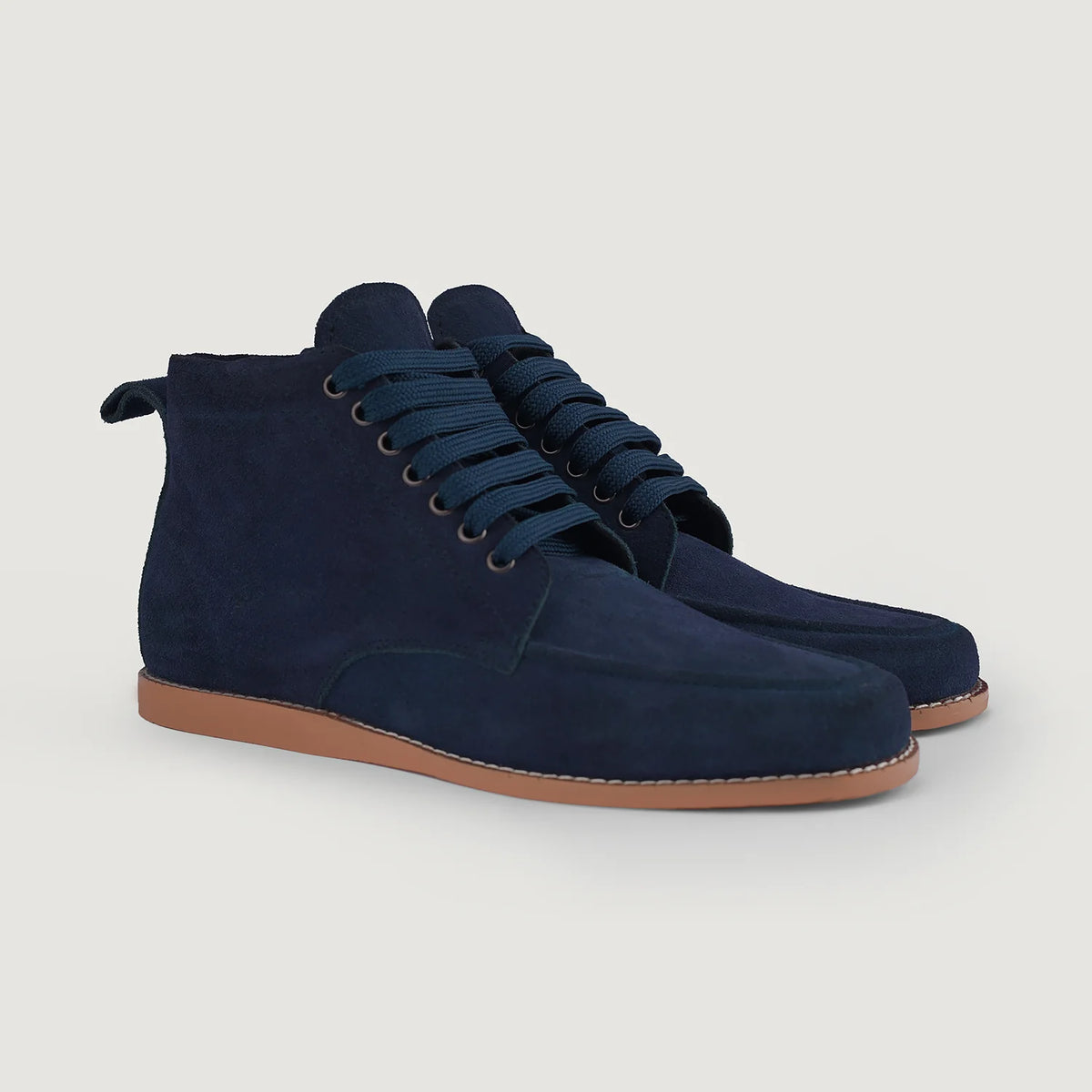 Bearman Læderstøvler til Mænd in Blue Goatskin Suede - Sidevisning | Køb online