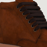 High-Traction Rubber Outsole & Lug Tread Pattern on Bearman Moc Toe Brown Suede Boots