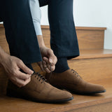 Orlaven Dirk Brogues Derby Brown Oil Pullup Leather Shoes - StudGuard footwear image 10