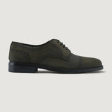 Olive Full-Grain leather Shoes - Goodyear Welt Construction & Front Toe Box Detail