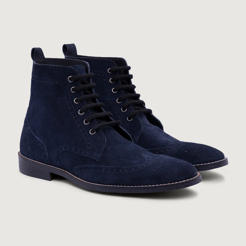 Duster Brogues Blue Suede Leather Boots - StudGuard til Mænd