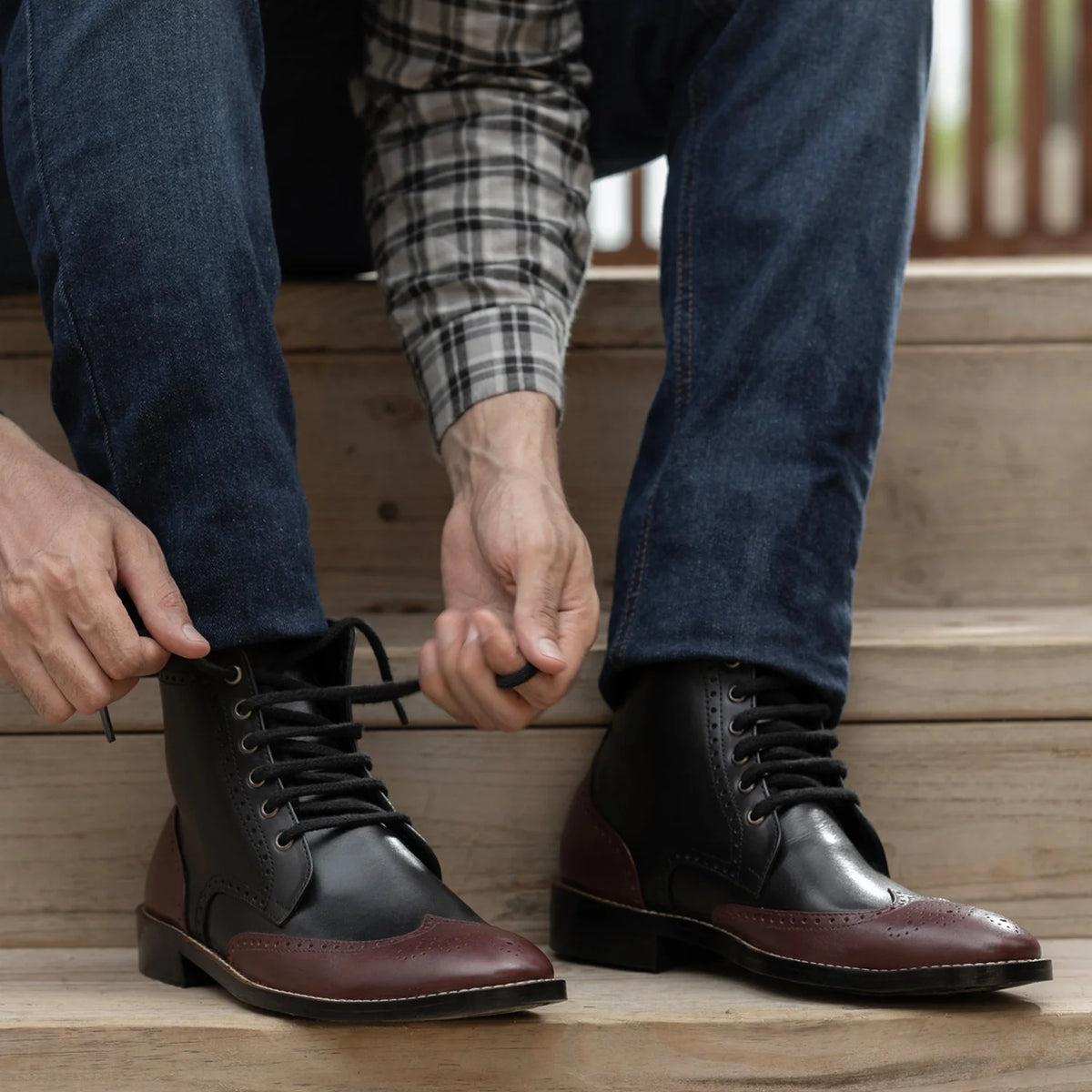 Orlaven Duster Brogues Derby Kastanjebrun Sort Læderstøvler - StudGuard til Mænd footwear image 10