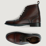 Burnished Brown Full-Grain leather Boots - Goodyear Welt Construction & Front Toe Box Detail