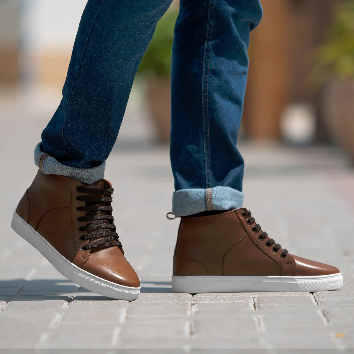Orlaven Marty High Top Lysebrun Lædersneakers til Mænd footwear image 9