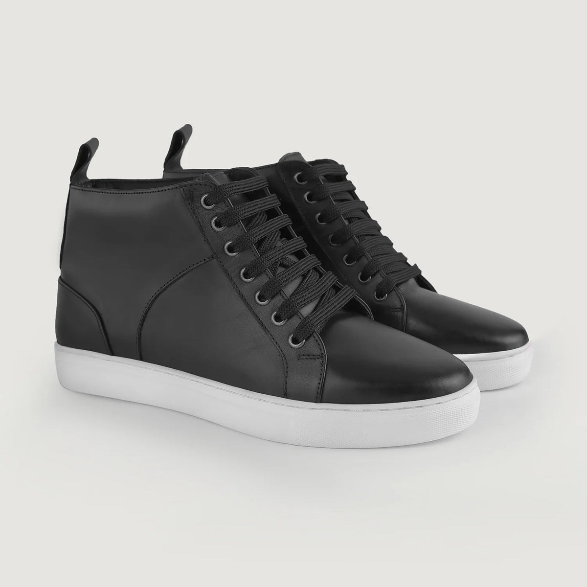 Marty High Top Sort Lædersneakers til Mænd i sort ægte okselæder - Sidevisning | Køb online