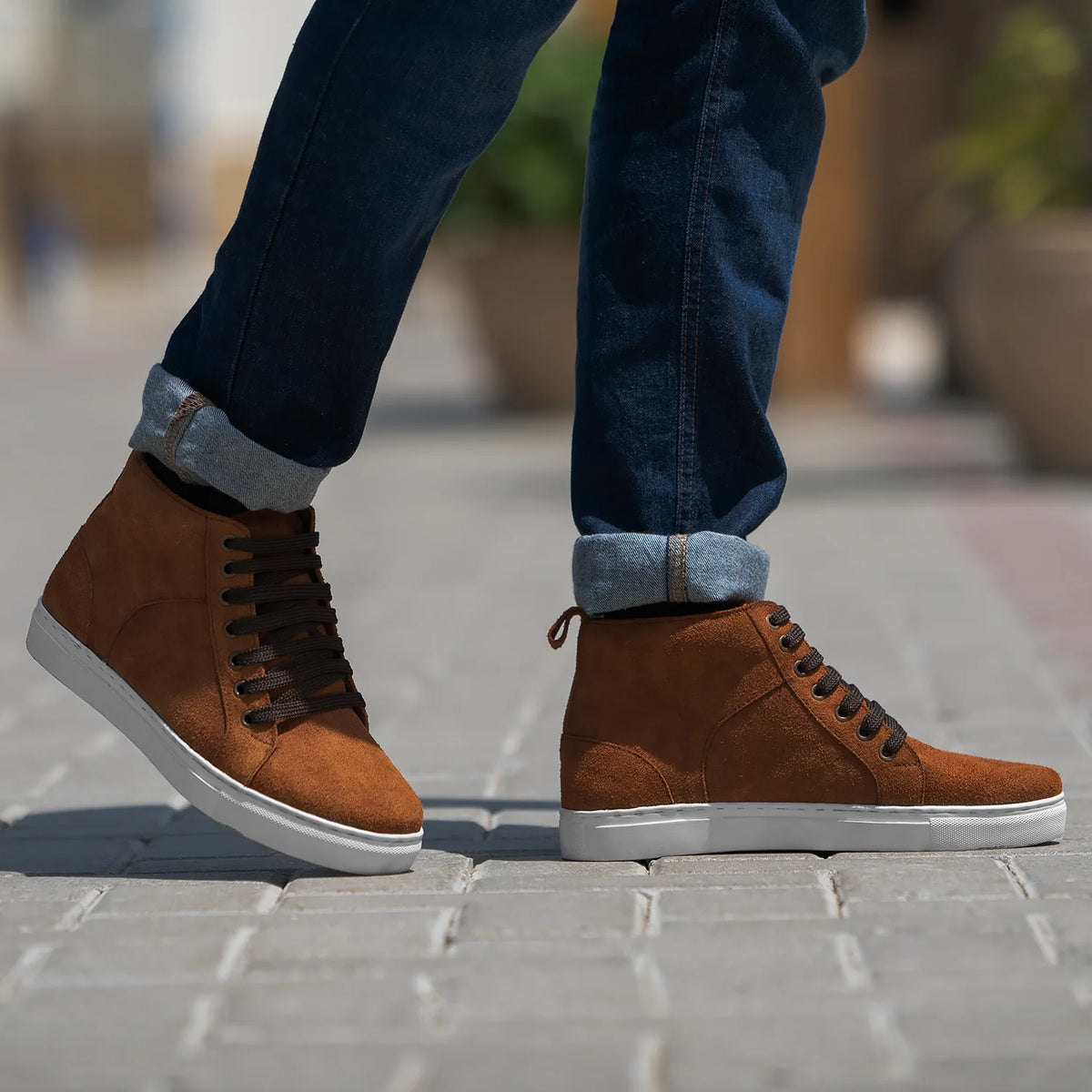 Brown Goatskin Suede Leather Sneakers - Goodyear welt-konstruktion og tåboks