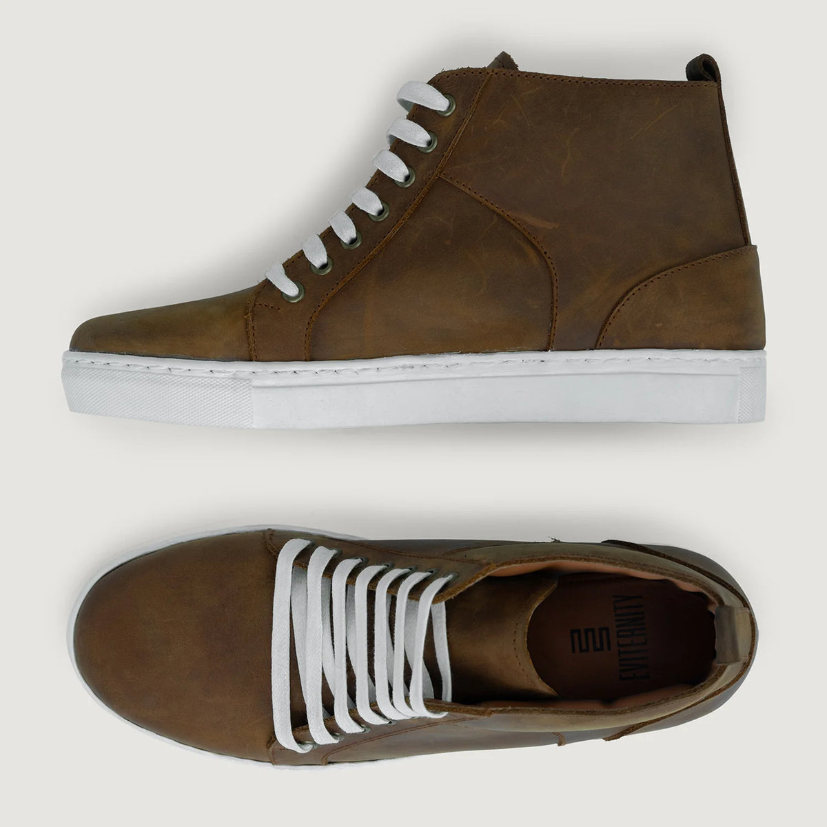 High-Traction Rubber Outsole & Lug Tread Pattern on Marty High Top Burnt Copper Pullup Lædersneakers til Mænd For Men