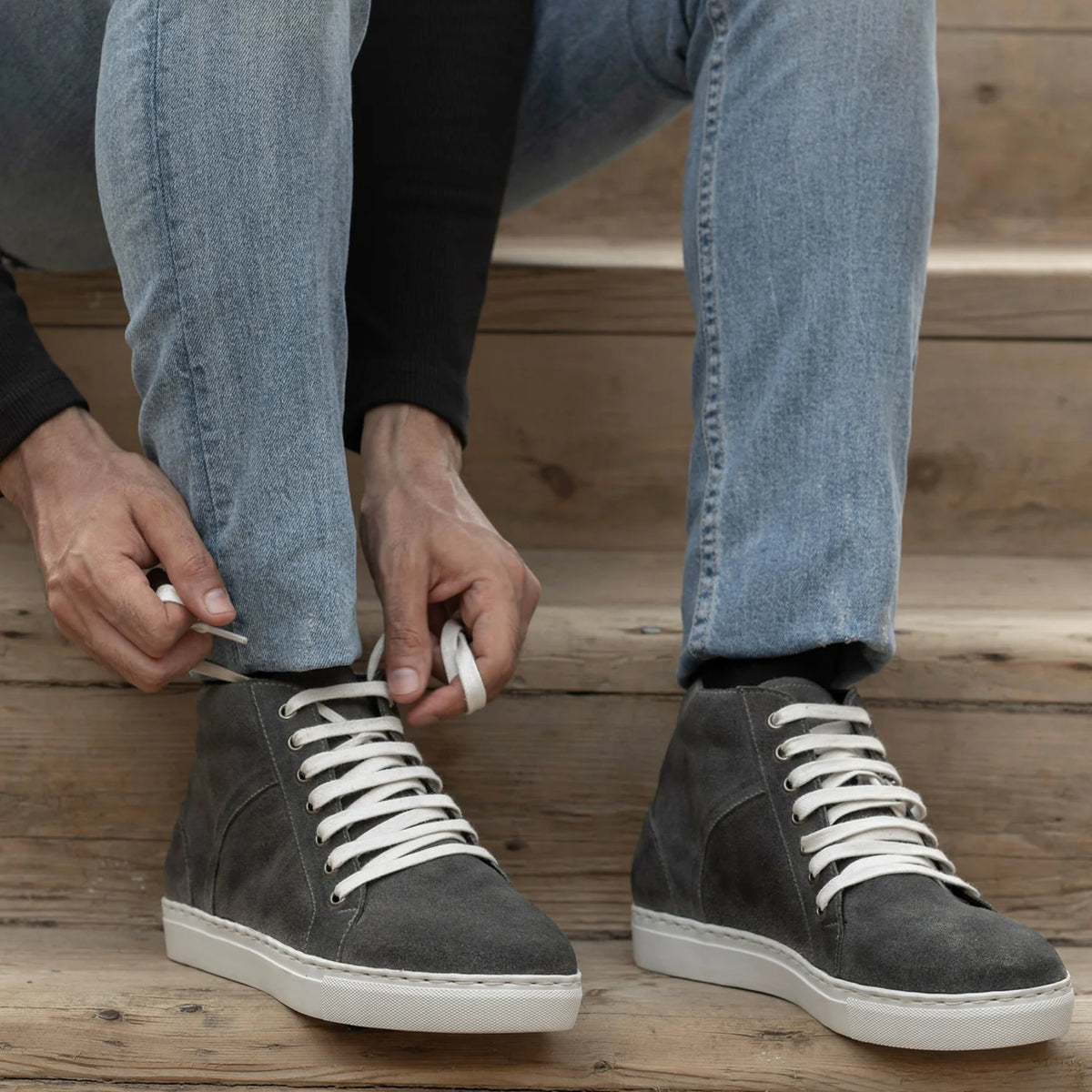Orlaven Marty High Top Grey Suede Lædersneakers til Mænd footwear image 10