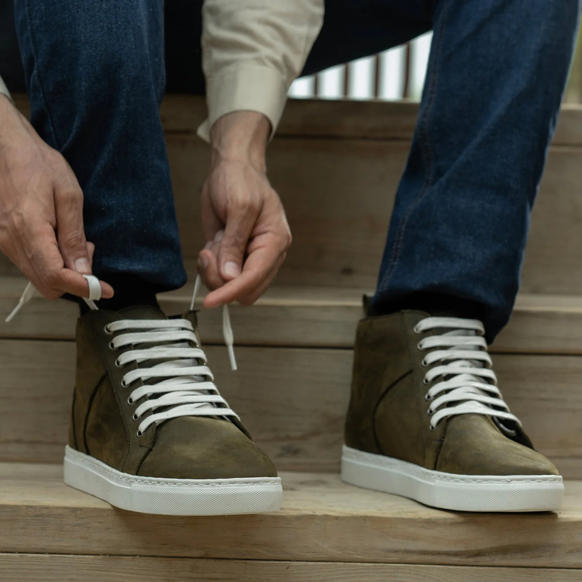 Orlaven Marty High Top Olive Pullup Lædersneakers til Mænd footwear image 10