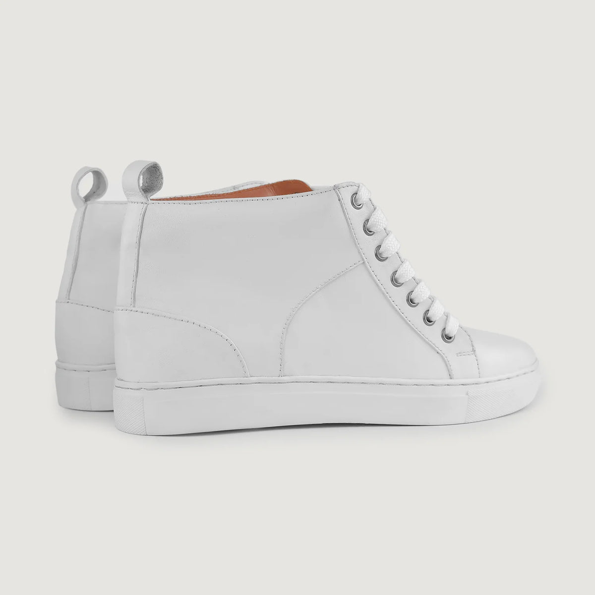 Marty High Top White Lædersneakers til Mænd - Forstærket hælkappe og præcise dobbeltsyninger