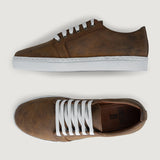 Murphy Low Top Burnt Copper Pullup Leather Sneakers For Men - Reinforced Heel Counter & Precision Double-Row Stitching Detail
