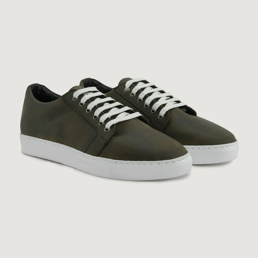 Murphy Low Top Olive Pullup Lædersneakers til Mænd
