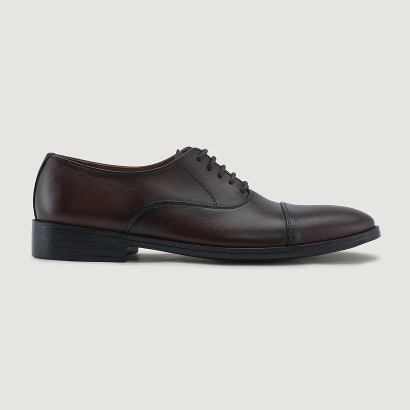 Professor Oxford Burnished Brun Leather Shoes til Mænd