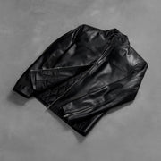 Zipper &amp; Hem Craftsmanship Construction Detail on Men's Adornica Sort Læder Bikerjakke til Mænd