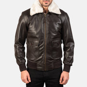 
Nærbillede of Shirt with Removable Fur & Zipper Hardware on Airin G-1 Brun Bomberjakke i Læder til Mænd