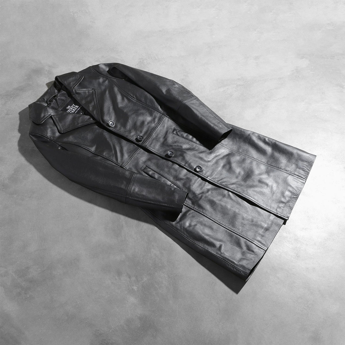 Open Hem &amp; Hem Craftsmanship Construction Detail on Women's Alexis Sort Single Breasted Leather Coat til Kvinder