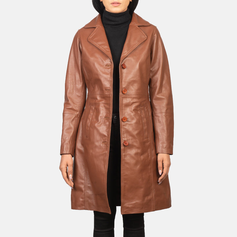 Alexis Brun Single Breasted Leather Coat til Kvinder