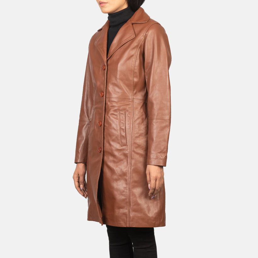 Alexis Brun Single Breasted Leather Coat til Kvinder