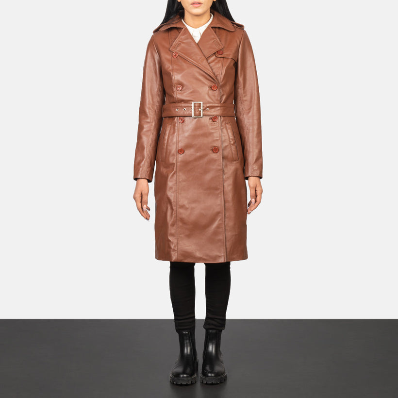 Alice Brun Double Breasted Leather Coat til Kvinder