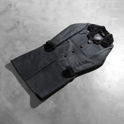 Styled Fit Perspective of Women's Alina Shearling Sort Leather Coat til Kvinder on Model - Natural Daylight Drape