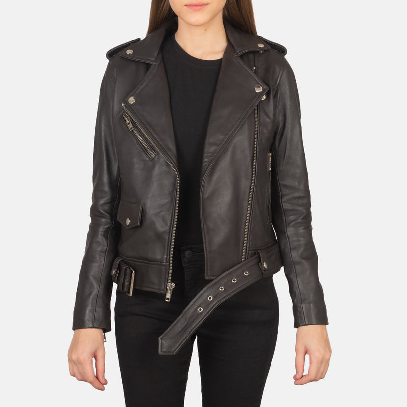 Alison Brun Læder Bikerjakke til Kvinder
