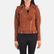 Women's Alison Brun Suede Læder Bikerjakke til Kvinder in Brown Goatskin Suede - Front Profile View &amp; Tailored Silhouette | Buy Online