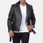 
Nærbillede of Notch & Zipper & Waist belt Hardware on Allaric Alley Black Leather Biker Jacket