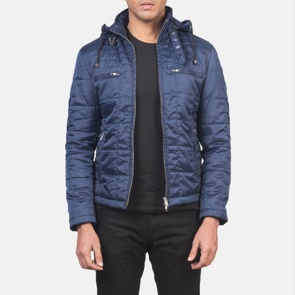 
Alps Quilted Blue Windbreaker Jacket in Blue Nylon - Forfra med skræddersyet silhuet | Køb online