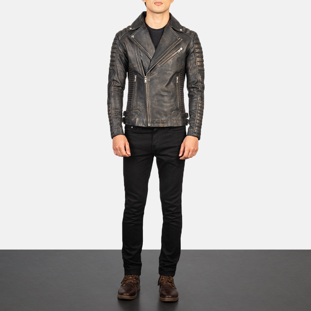 Armand Green Læder Bikerjakke til Mænd – alternate product view 4