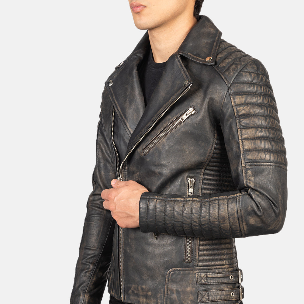 Armand Green Læder Bikerjakke til Mænd – alternate product view 5