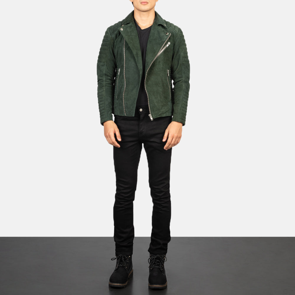 Armand Green Læder Bikerjakke til Mænd – alternate product view 3