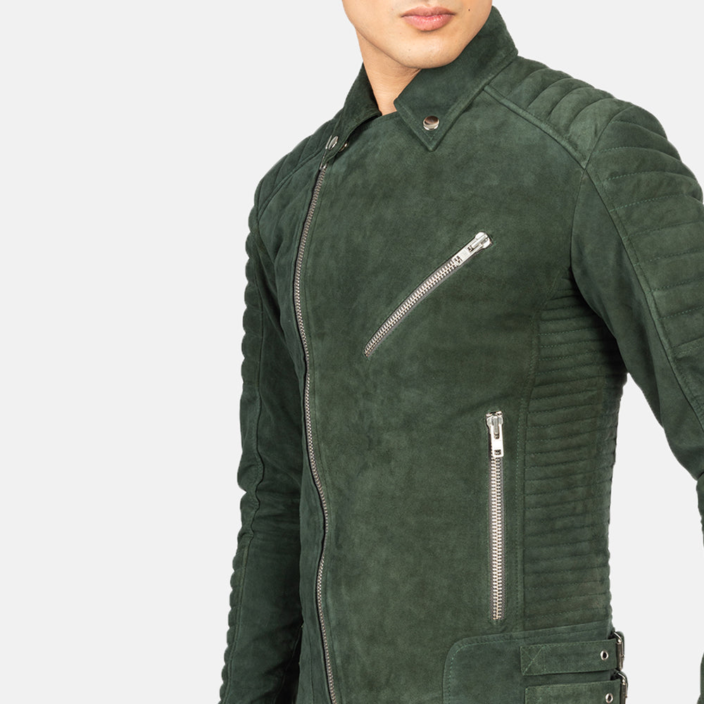 Armand Green Læder Bikerjakke til Mænd – alternate product view 6