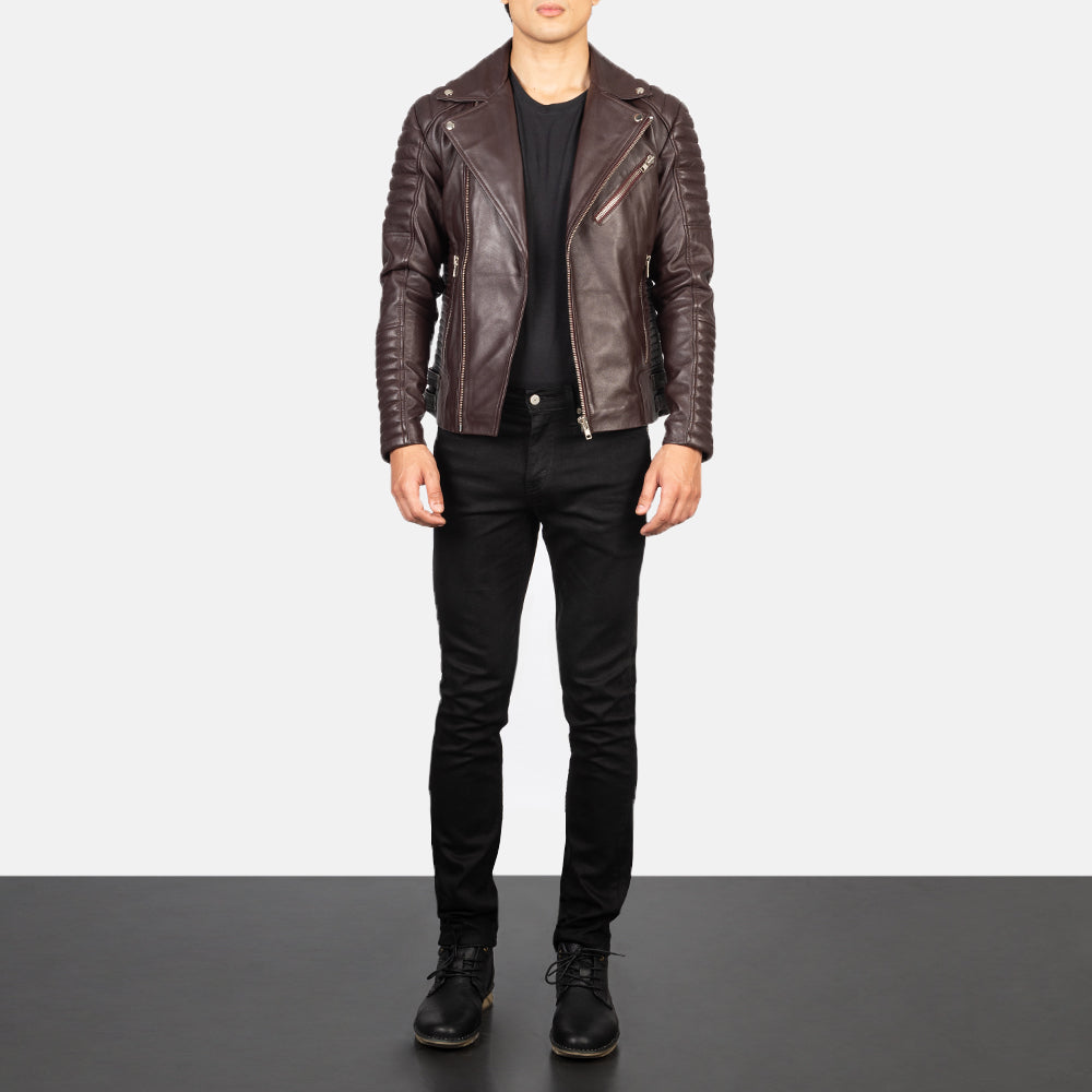 Armand Green Læder Bikerjakke til Mænd – alternate product view 3