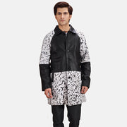 Men's Artistry Sort Dye Leather Coat til Mænd in Black &amp; White Sheepskin Dip &amp;Amp; Dye - Front Profile View &amp; Tailored Silhouette | Buy Online