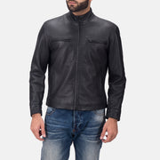 
Austere Matte Sort Bikerjakke i Læder til Mænd in Black Calfskin Matte - Forfra med skræddersyet silhuet | Køb online
