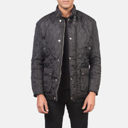 Men's Barry Quilted Sort Windbreaker Læderjakke til Mænd in Black Polyester - Front Profile View &amp; Tailored Silhouette | Buy Online