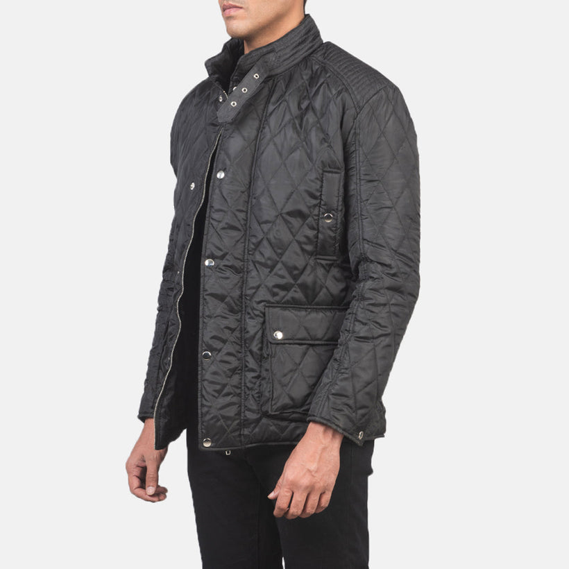 Barry Quilted Sort Windbreaker Læderjakke til Mænd