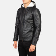 
Black Sheepskin Leather Bomber Jacket - Bagfra med tilpassede skuldre og ren kant