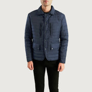 Men's Bo Quilt Windbreaker Læderjakke til Mænd - Lateral Side Profile View Showing Sleeve Cut &amp; Athletic Taper Fit